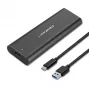 Qoltec 50312 M.2 NVMe SSD -kotelo, USB Type-C, musta