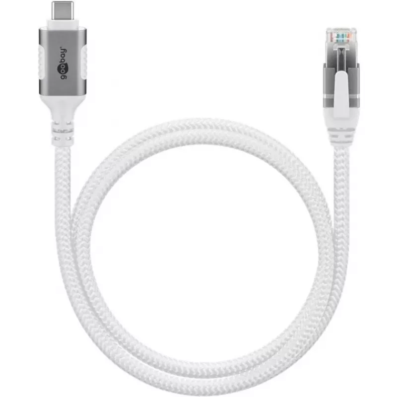 Verkkokaapeli Goobay 74180 USB C RJ-45 Cat6 10 m valkoinen