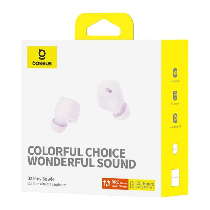 Kuulokemikrofoni Baseus Bowie E18 True Wireless Stereo (TWS) in-ear Bluetooth USB Type-C violetti — puhelut & musiikki