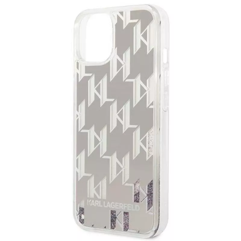 Karl Lagerfeld KLHCP14MLMNMS iPhone 14 Plus 6.7 kova kotelo hopea / hopea Liquid Glitter Monogram