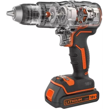 Pistoolikahvaporakone Black & Decker BCD383D2XK-QW 18 V, 2 Ah x2, 13 mm:n istukka, oranssi