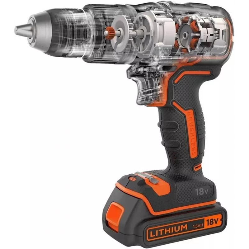 Pistoolikahvaporakone Black & Decker BCD383D2XK-QW 18 V, 2 Ah x2, 13 mm:n istukka, oranssi