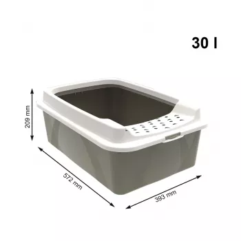 Kissanvessalaatikko rotho Bonnie Eco Cappuccino 30 L katettu muovialusta kannella, 572×393×209 mm