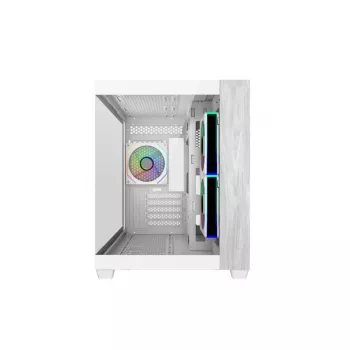 Cooler Master E481-WHNN-S00 Elite 481 WOOD valkoinen, mATX, etupaneeli, 70° täysnäkymä-karkaistu lasi