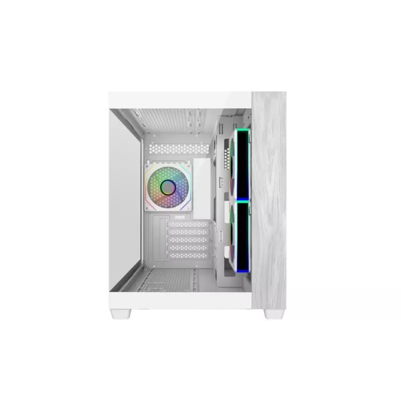 Cooler Master E481-WHNN-S00 Elite 481 WOOD valkoinen, mATX, etupaneeli, 70° täysnäkymä-karkaistu lasi