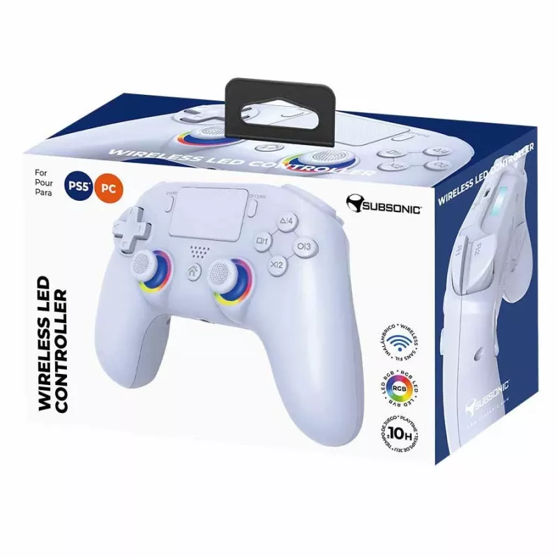 Subsonic PS5 Wireless LED -ohjain valkoinen D-pad Home Options Share