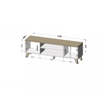 Cama TV-taso LOTTA 160 2D2K valkoinen/sonoma