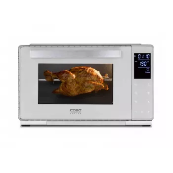 Kompakti-uuni Caso Bake & Style 26 Touch 1500 W hopea – miniuuni työtasolle, 26 cm käyttöleveys