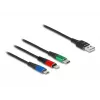 DeLOCK 90156 USB-latauskaapeli 3-in-1, Type-A - Lightning / Micro USB / USB Type-C, 2 m, monivärinen