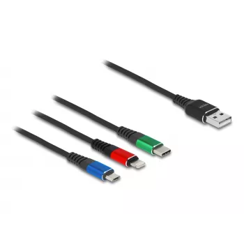 DeLOCK 90156 USB-latauskaapeli 3-in-1, Type-A - Lightning / Micro USB / USB Type-C, 2 m, monivärinen