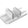 Latausasema Unitek Y-2190A — 10 USB-liitäntää (8×USB2.0 + 2×USB3.2 Gen1), langaton lataus, 96 W kokonaisteho
