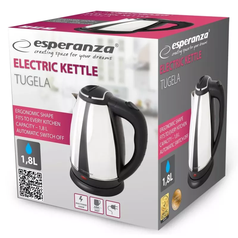 Esperanza EKK104S vedenkeitin 1,8 L 2200 W hopea