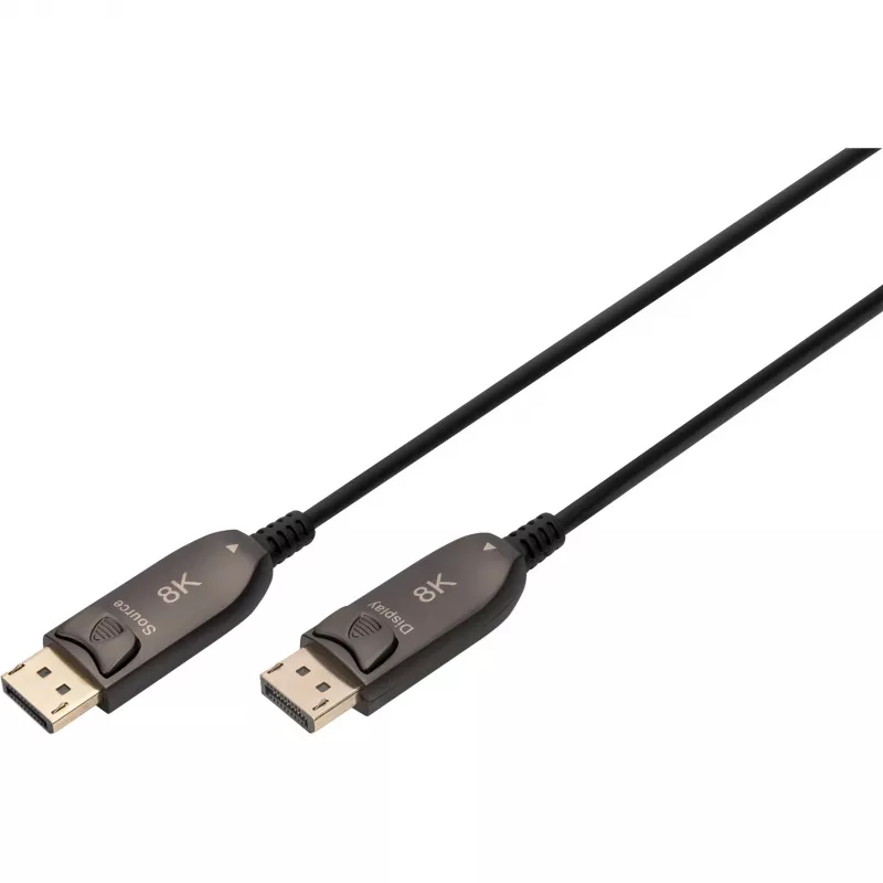 DisplayPort AOC hybridi-kuituoptinen kaapeli, UHD 8K (musta, 30 metriä)