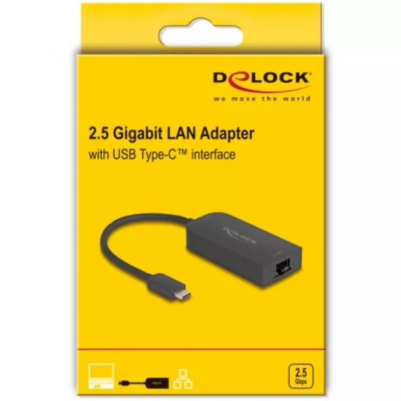DeLOCK 66045 sovitin USB 5 Gbps Type-A - 2,5 Gigabit LAN RJ45 musta