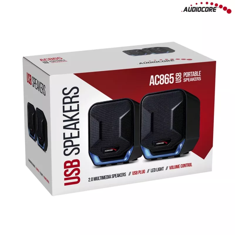 Audiocore AC865B 2.0 USB-tietokonekaiuttimet, 6 W, musta/sininen