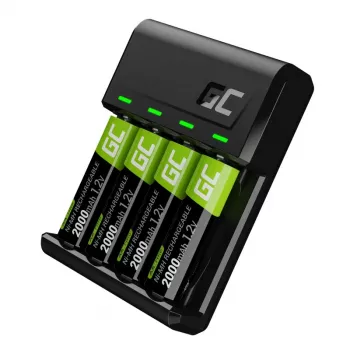 Laturi Green Cell GC VitalCharger 4× AA 2000mAh NiMH-akulla