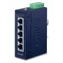 Verkkokytkin PLANET ISW-500T, hallitsematon 5-porttinen Fast Ethernet (10/100), 12–48V, sininen