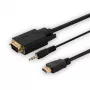 SAVIO HDMI-VGA-kaapeli CL-198, HDMI-pistoke - VGA-pistoke äänellä, 1,8 m pituus