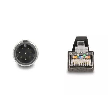 Verkkokaapeli DeLOCK M12-kaapeli A-koodattu 8-napainen pistoke-RJ45-pistoke PUR (TPU) 1 m