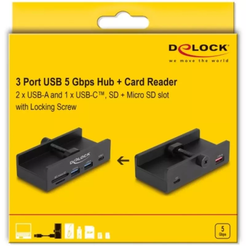 DeLOCK 64263 USB-keskitin Type-A 5000 Mbit/s musta