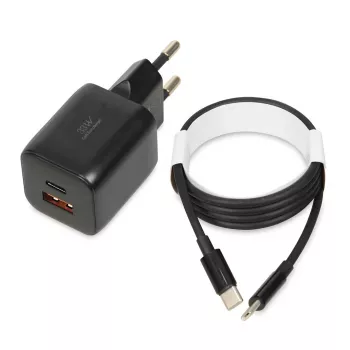 Ulkoinen virtalähde IBOX ILUC42B 12 V 2 A, 33 W, USB-A + USB-C PD3.0, QuickCharge 3.0, yleismalli