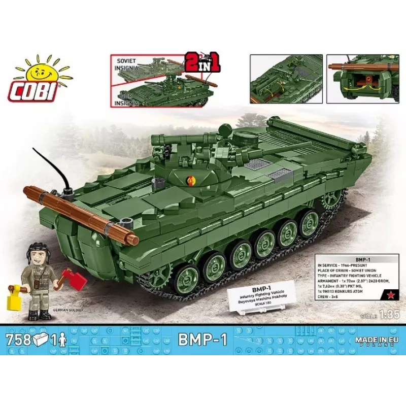 Rakennussarja Cobi Blocks BMP-1 758 osaa – mittakaavamalli rakennuspalikoilla