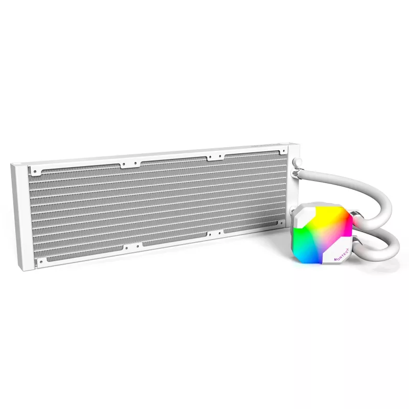 360mm jäähdytin Montech HyperFlow ARGB 360 White — 360mm nestejäähdytysjäähdytin PC:lle