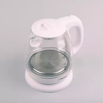 Maestro MR-055 sähköinen vedenkeitin valkoinen — 1 L, 1100 W, lasikotelo, taustavalo, vedenmäärän ilmaisin