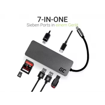 Green Cell AK50 - USB 3.2 Gen 1 (3.1 Gen 1) Type-C - USB 2.0 - USB 3.2 Gen 1 (3.1 Gen 1) Type-A - USB 3.2 Gen 1 (3.1 Gen 1) Type-C - MicroSD (TransFlash) - SD - hopea - Apple MacB