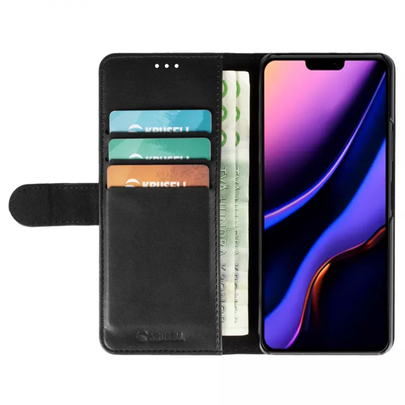 Krusell puhelinlompakko Apple iPhone 12 Pro Maxille – musta, foliolaukku korttipaikalla
