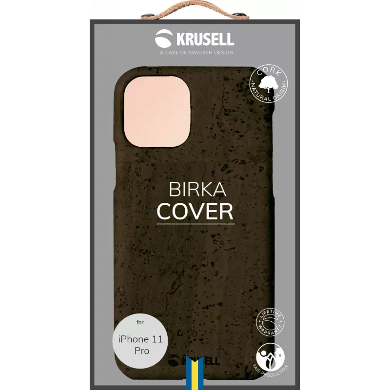 Suojakotelo Krusell Birka Apple iPhone 11 Pro, tummanruskea nahkajäljitelmäkotelo