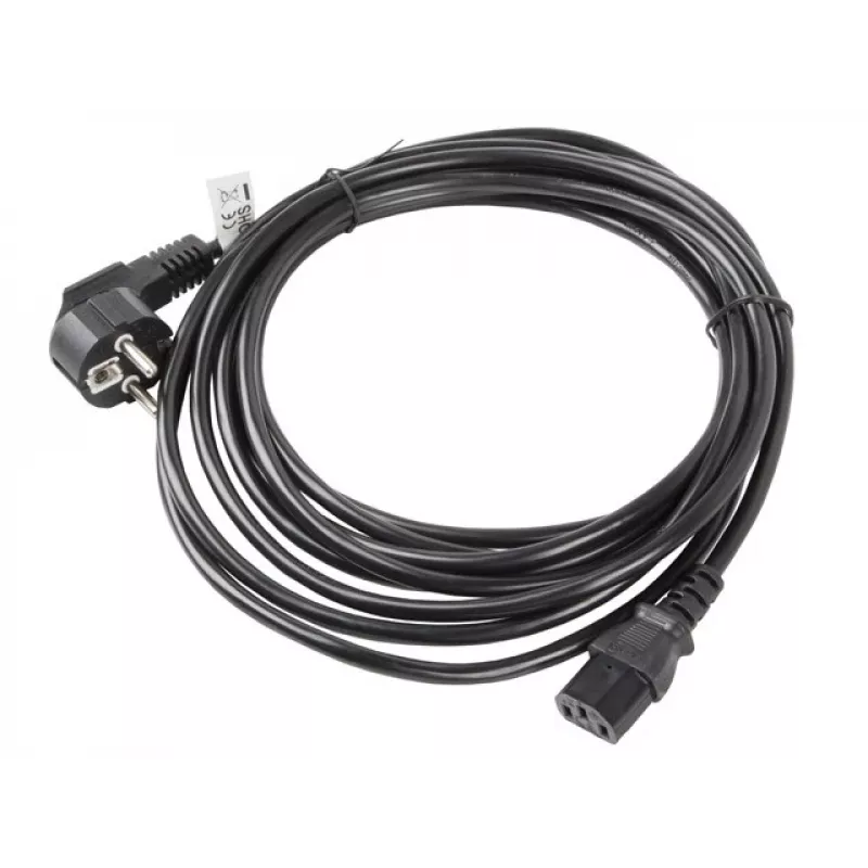 Virtakaapeli LANBERG CA-C13C-11CC-0050-BK – 5 m, C13-liitin CEE7/7, kulmaliitin C13
