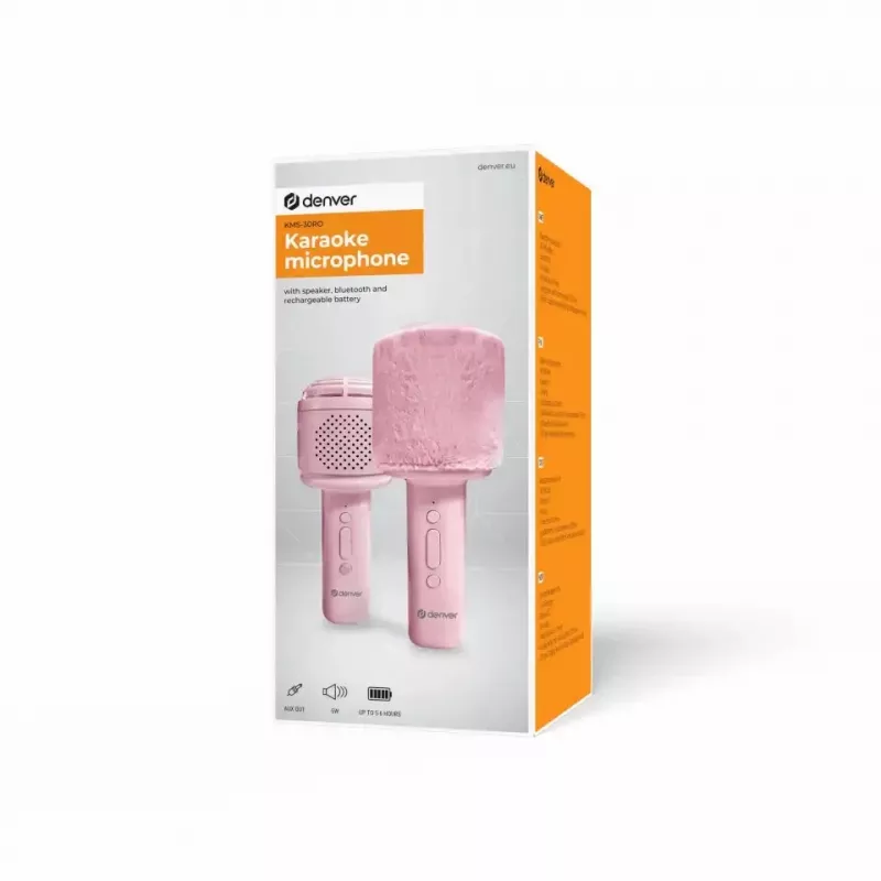 Mikrofoni Denver KMS-30 pinkki BT-kaiutinmikrofoni karaokeen