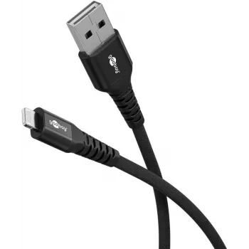 Goobay Lightning - USB-A superpehmeä tekstiilikaapeli metalliliittimillä, 2 m (74504)