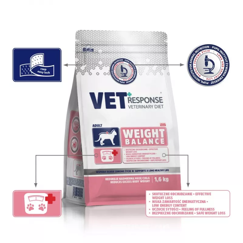 VET RESPONSE Weight balance - kuivamuona kissoille - 1,6 kg