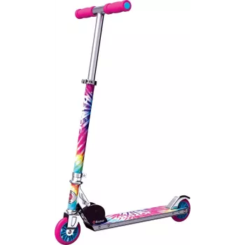Lasten potkulauta Razor A Tie-Dye — taitettava 2-pyöräinen alumiinipotkulauta, säädettävä ohjaustanko, ABEC-5, enintään 65 kg