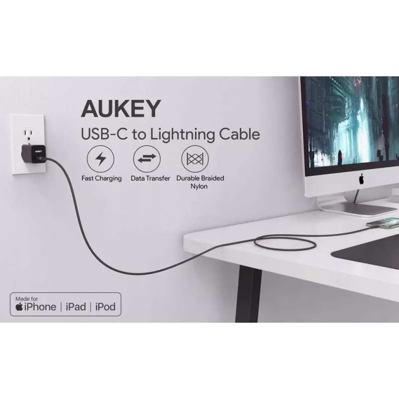 AUKEY CB-CL03 2 m musta