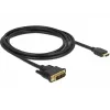 DeLOCK - videokaapeli - Single Link - HDMI / DVI - DVI-D (uros) - HDMI (uros) - 2 m - kolmoiseristys - musta - peukaloruuvit