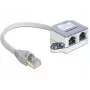 DeLOCK 65441 RJ45-portin kaksoiskytkin, Ethernet 100Base-TX -jakaja, 1x RJ-45 (uros) – 2x RJ-45 (naaras), 15 cm