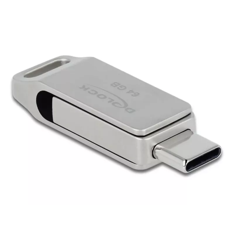 USB-muistitikku DeLOCK 64 GB USB-C Type-A kääntyvä metallikotelo