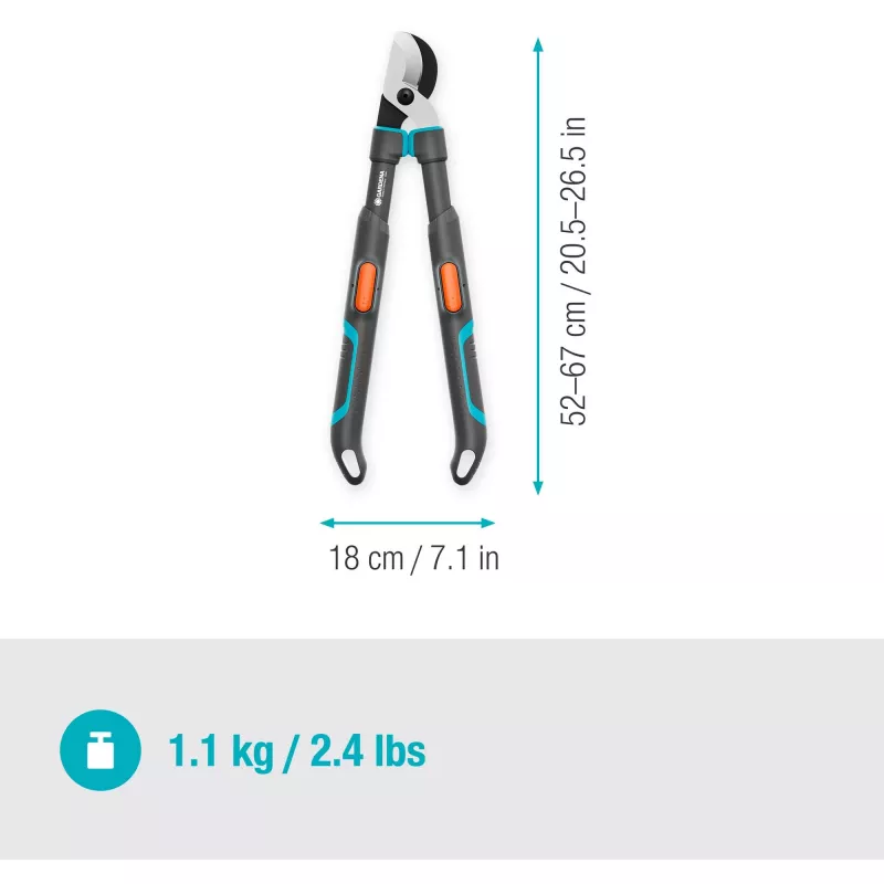 Gardena TeleCut Pro S -oksasakset harmaa/turkoosi 52 cm - 67 cm (12040-88)