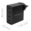 Qoltec GaN POWER PRO -laturi | 2xUSB-C | 2xUSB | 130W | 5-20V | 1.5-5A | XP | musta