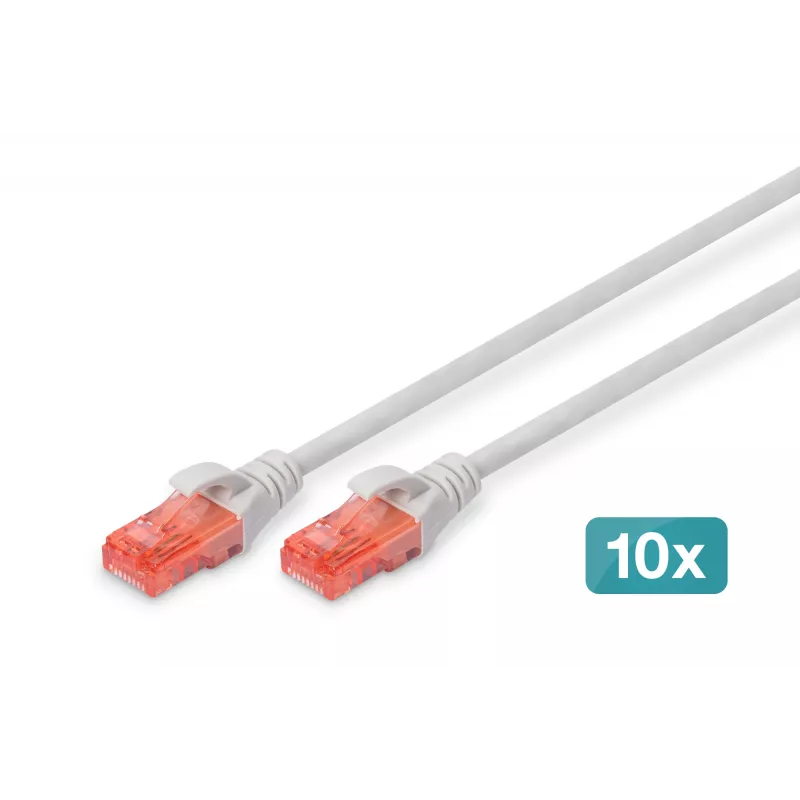 Verkkopatchkaapeli Digitus CAT 6 U/UTP LSZH 0,5 m 10 kpl