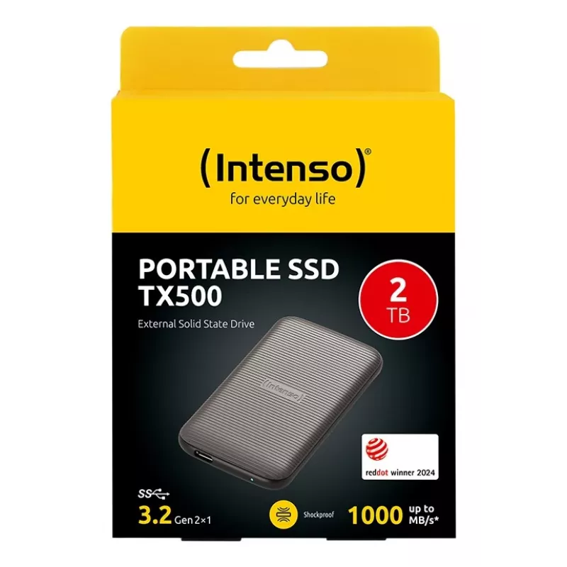 Intenso TX500 - SSD - 2TB - ulkoinen (kannettava) - USB 3,2 Gen 2x1 (USB-C-liitin) - ruskea (3827470)