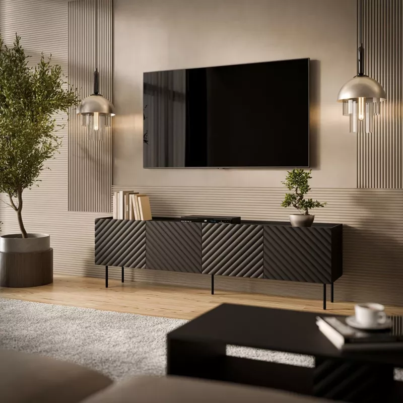 Cama LUCCA 4D TV-taso 200x40x59 musta