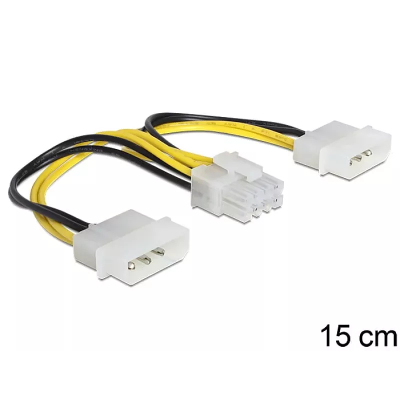 Sisäinen virtakaapeli DeLOCK 83410 0,15 m EPS 8-pin Molex 3-pin