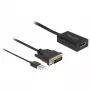 Delock - sovitinkaapeli - DVI-D, USB (vain virta) (uros) - DisplayPort (naaras) - DisplayPort 1,2 - 50 cm - tukee 4K 30 Hz - musta (63189)