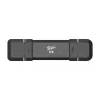 USB-muistitikku Silicon Power DS72 1 TB, USB 3.2 Gen 2 Type-A / Type-C, alumiini-kumikotelo, musta