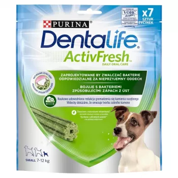 Hammasherkku Purina Nestle Dentalife Active Fresh Small 115 g — hampaidenhoitoherkku aikuisille pienille koiraroduille (siipikarja), hammaskiven ehkäisy
