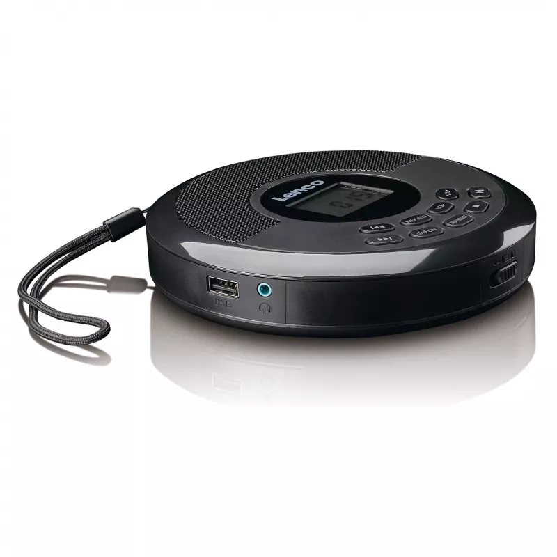 Kannettava CD-soitin Lenco CD-340BK — musta, kannettava muotoilu